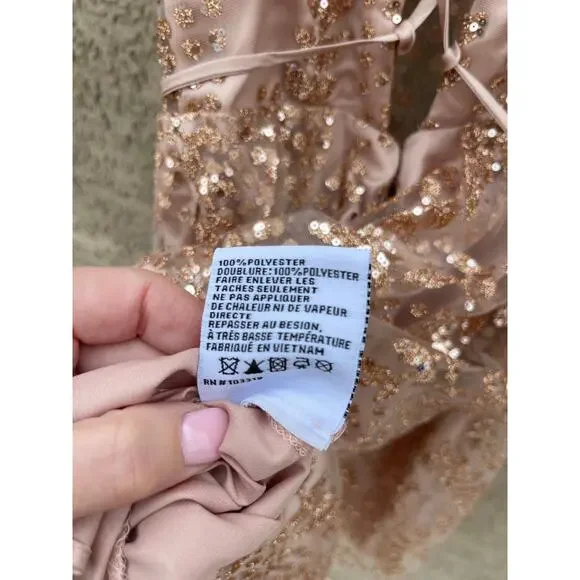 Blondie Nites Glitter Illusion Lace Corset Lace Up Back Dress ~ Juniors 5 - Picture 9 of 9